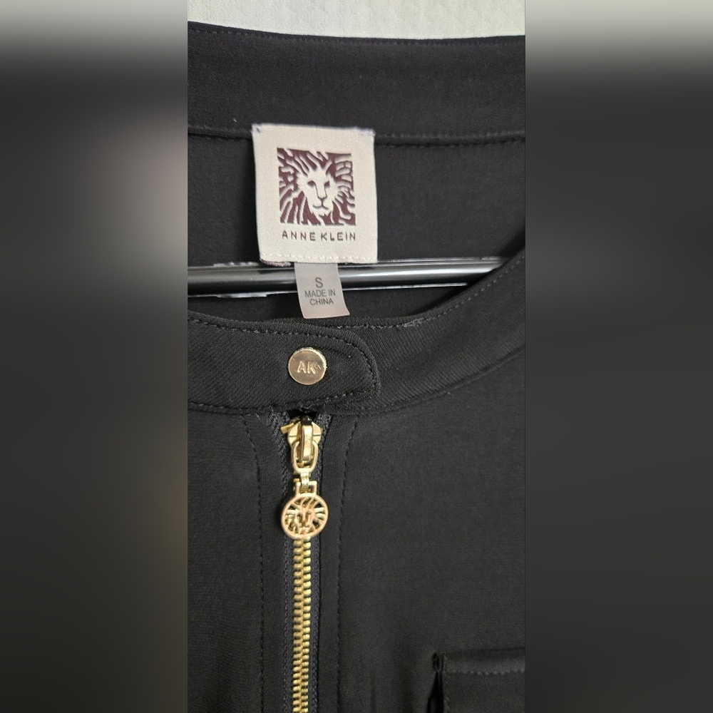 Anne Klein Black Blouse with Gold Zipper - Picture 2 of 5